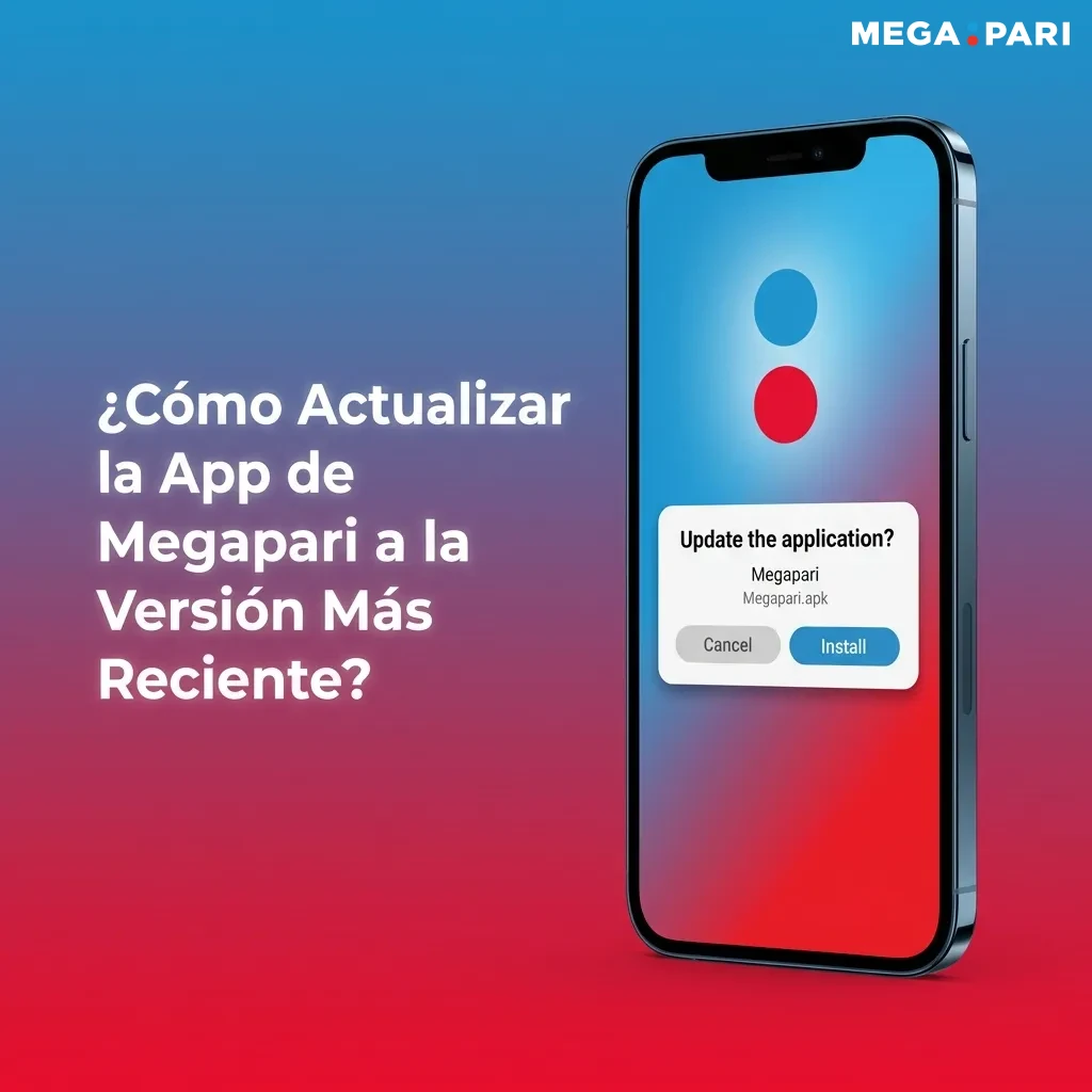 Smartphone showing Megapari app update notification with download and installation confirmation prompts