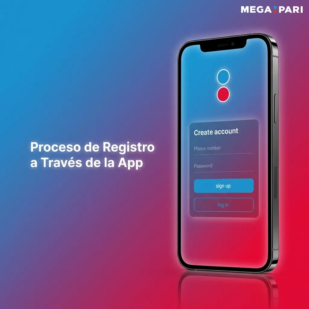 Pantalla de registro de app mostrando formulario con campos de teléfono, correo y contraseña para crear cuenta nueva