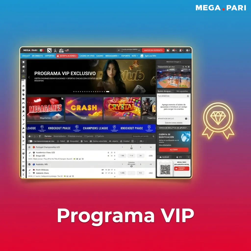 Megapari VIP loyalty program tiers showing progressive rewards including cashback, higher limits, and personal account manager