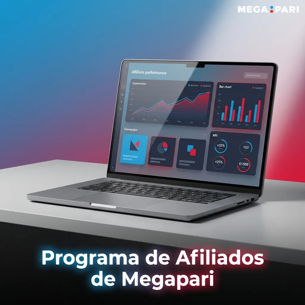 Megapari affiliate program dashboard showing real-time tracking of clicks, registrations, and commission earnings