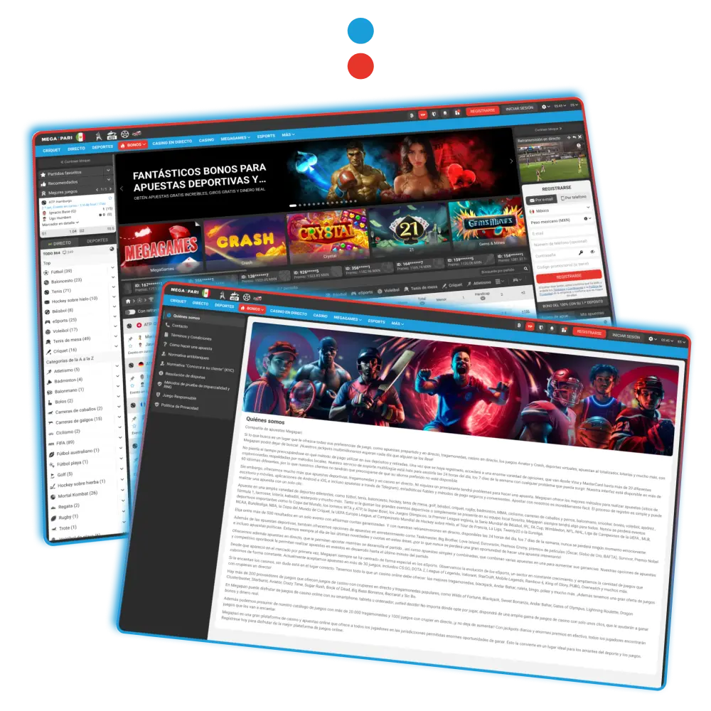 Apuestas deportivas y tragamonedas en Megapari México.