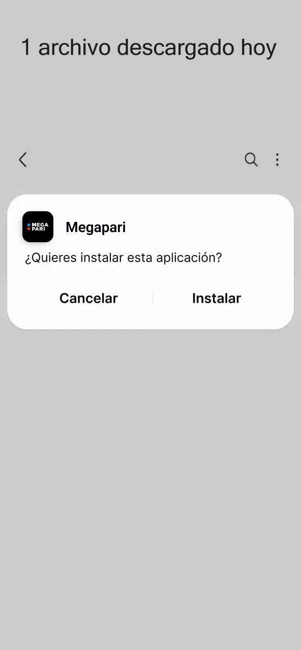 Busca archivo APK y comienza instalación Megapari.