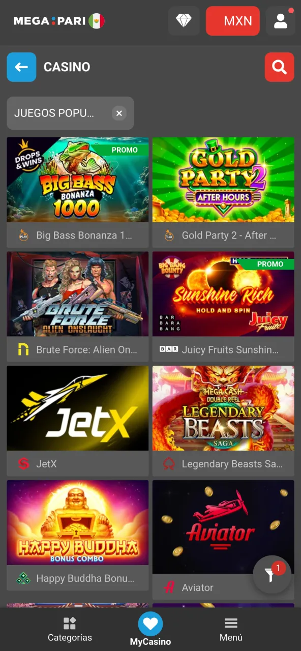 Explora tragamonedas y juegos en Megapari con buscador rápido.