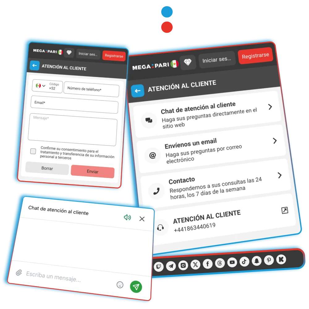 Contacta Megapari por teléfono redes sociales y mensajería.