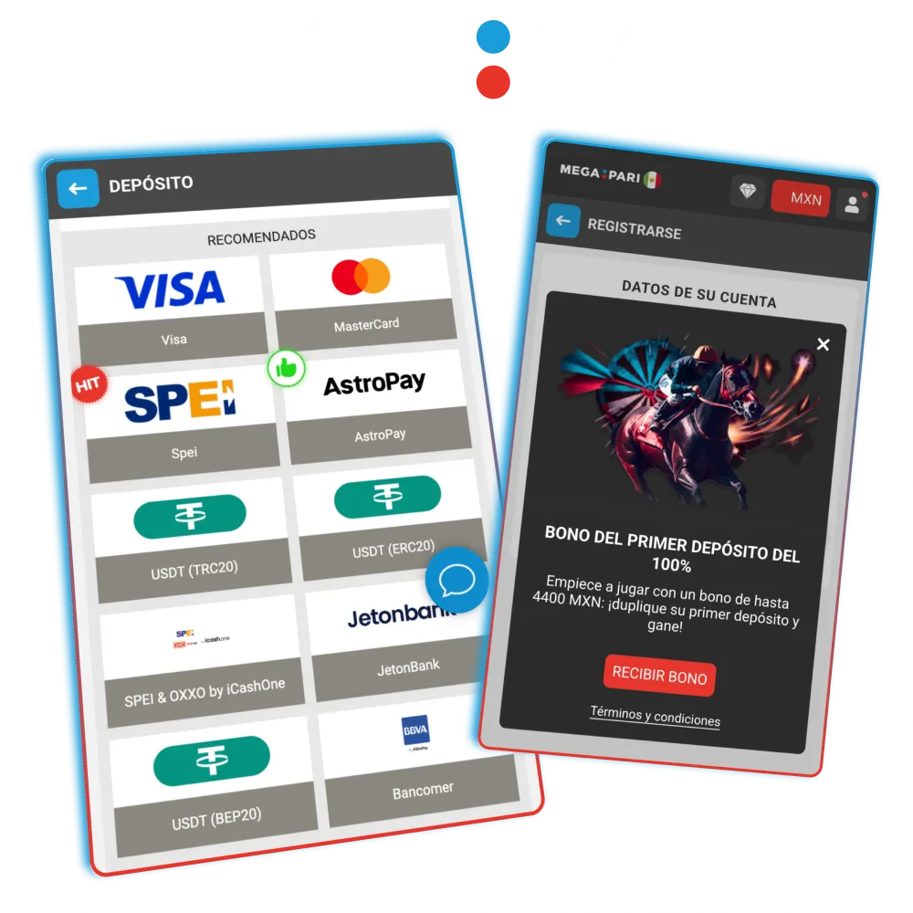 Métodos de pago rápidos en Megapari casino online.