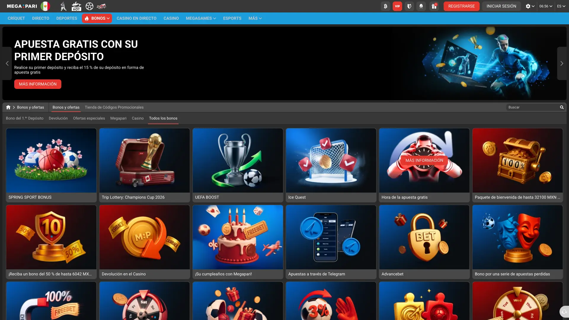 Promociones exclusivas Megapari casino y deportes.