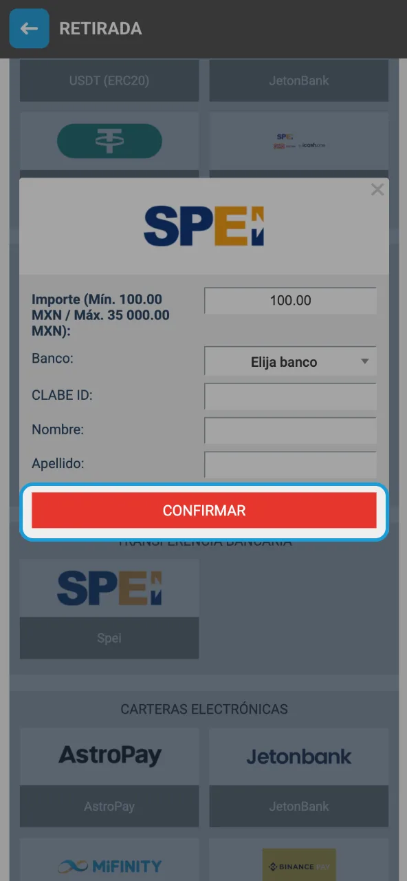 Megapari confirma operación y envía detalles al email.